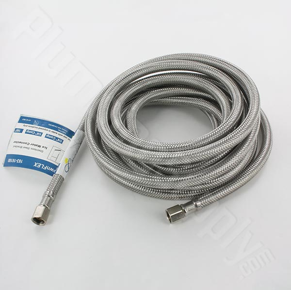  EZ-FLUID 1/4 Female Comp x 1/4 Female Comp x 20FT (240)  Stainless Steel Braided Flexible Refrigerator Ice Maker Water Line Connector  Kit,Fridge Flex Icemaker Water Supply Hose For Portable & Home. 