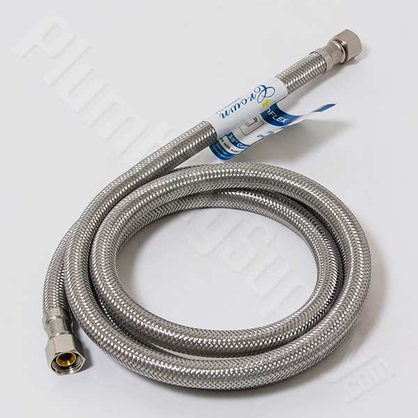 Highcraft 24 Inch Stainless Steel Braided Ice Maker Supply Line 2 Ft with  Two 1/4 Fittings on Both Ends, No Lead