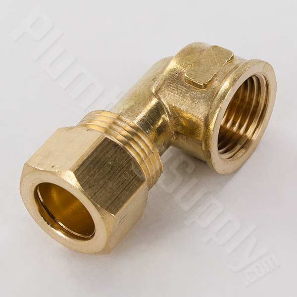 3/8 x 1/2 90° Brass Compression x Female Elbow, Lead Free