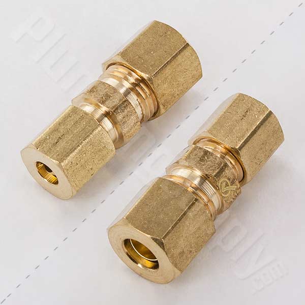 Brass Compression Fittings - Unions - 3/16 Tube OD