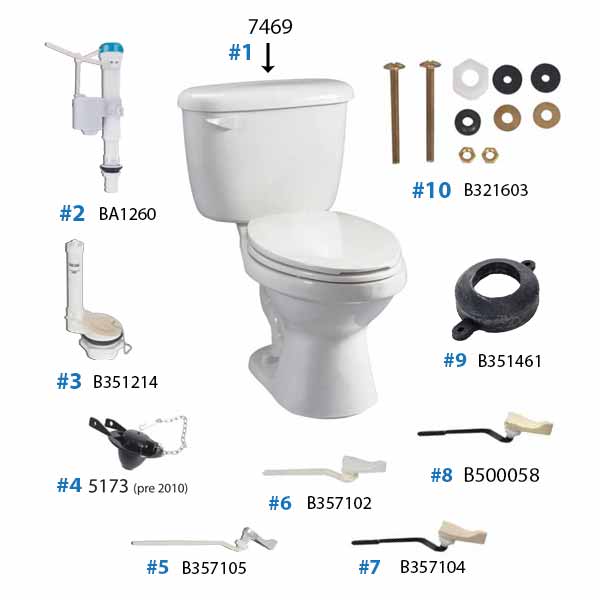 Parts diagram for Abingdon III toilet