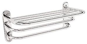 24 inch towel shelf with two bars, concealed mounting, shown in chrome finish - 2785PC
