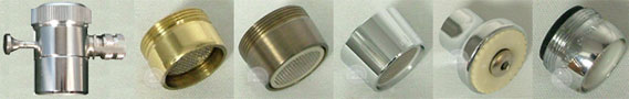 Example of different faucet aerators
