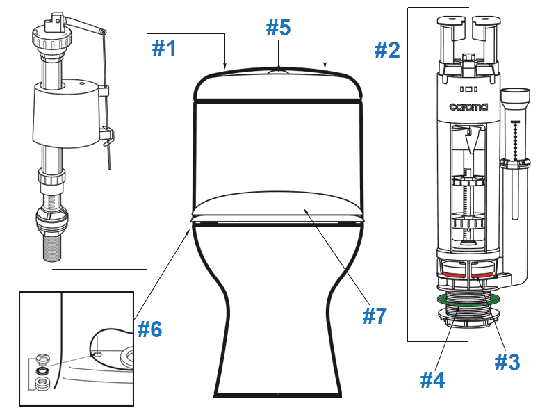 Caroma shop toilet parts