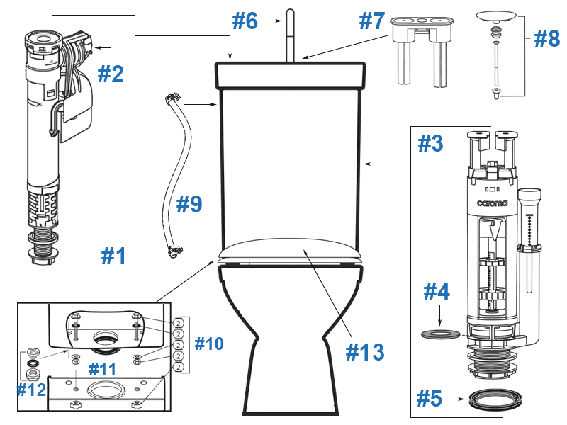 Caroma shop toilet parts
