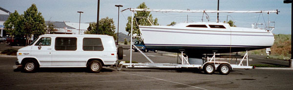 Catalina 250 being towed by Vics van