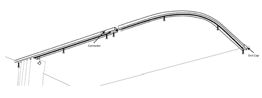 L-shaped shower rod installation example