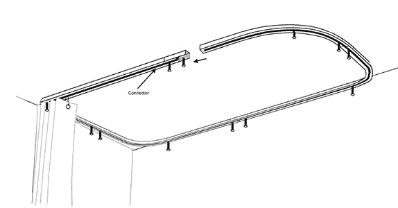 Oval shower rod installation example