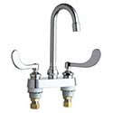 Chicago centerset gooseneck faucet with wrist blade handles