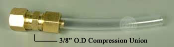 Example of brass insert, plastic sleeve and compression fitting properly assembled to plastic tubing