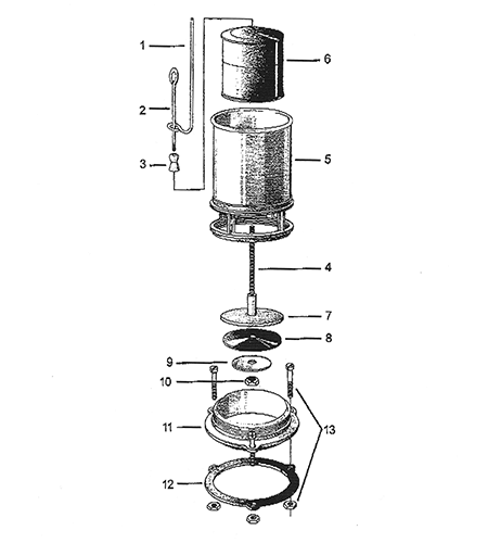 parts diagram for the Curtin 50 canister flush valve