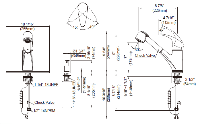 Danze Kitchen Faucets The Melrose Collection View Dimensions