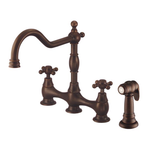 Danze tumbled bronze two handle bridge kitchen faucet
