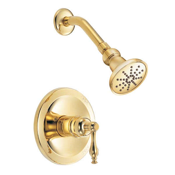Polished Brass pressure balance shower set