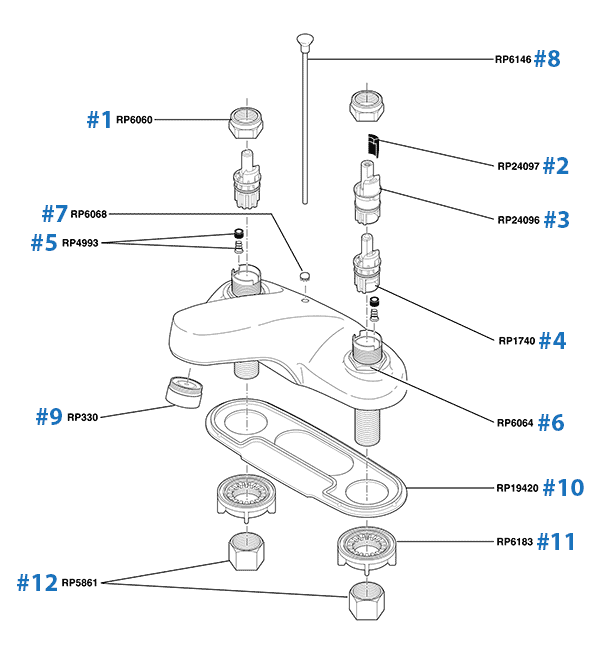 Repair Parts For One And Two Handle Delta Bathroom Faucets