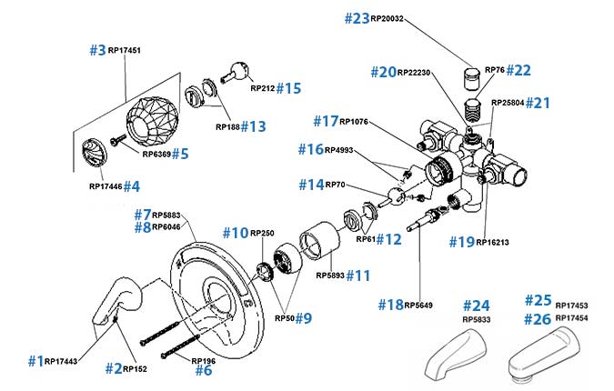 Delta single handle shower faucet repair diagram