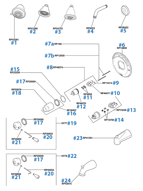 Tub And Shower Parts For Delta Monitor Series Faucets