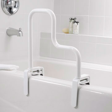 Example of a bathtub rail installed