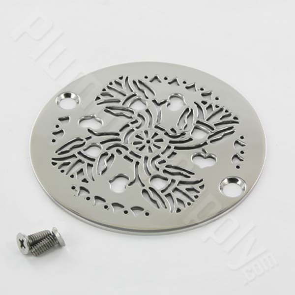 Round Shower Drain 3-7/8 Inch Cover Geometric Squares No.1