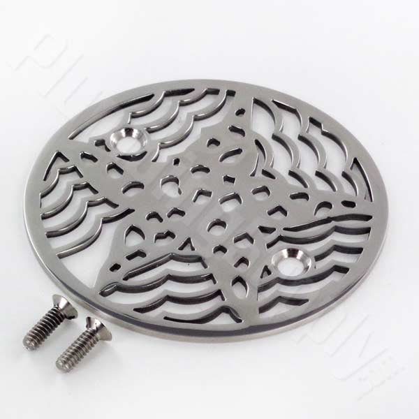 4 Inch Round Shower Drain Cover, Starfish Design