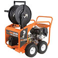 Gas powered jet for cleaning drains