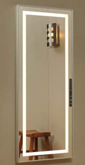 Wall hung LED lighted mirror