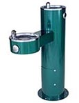 Colorful two bubbler pedestal fountain