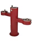 Colorful three bubbler pedestal fountain