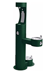 Bi-level bottle filling station with pet fountain