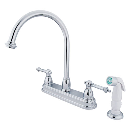 image of ES3751TL deckmount gooseneck kitchen faucet with side spray