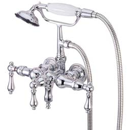 3-3/8 inch center down spout leg tub faucet with hand shower - lever handles