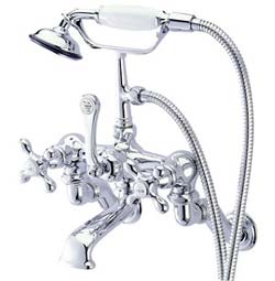 image of DT4581AX wall mount variable spread leg tub faucet with hand shower - cross handles