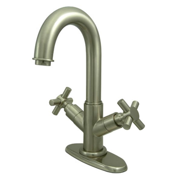 Satin Nickel metal cross handle bathroom faucet