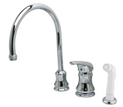 image of ES821C chrome single handle kitchen faucet with side spray
