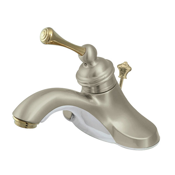Jaclo satin nickel/polished brass single handle bathroom faucet