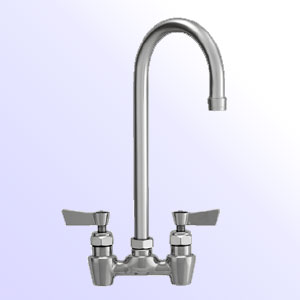 Fisher 4 inch center to center backsplash mount faucets with gooseneck spout