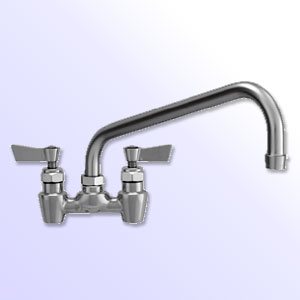 Fisher 4 inch center to center backsplash mount faucets with swing spout