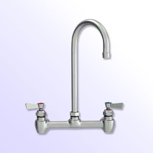 Fisher 8 inch center to center backsplash mount faucets with gooseneck spout