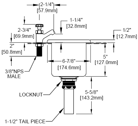 Complete Dipperwell System Includes Dipperwell Faucet Sink Tailpiece