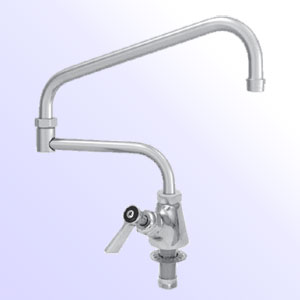Fisher one handle single hole deck mount faucets with double jointed swing spout