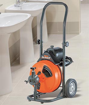 The Mini Rooter-XP includes a power cable feed Image of the Mini Rooter-XP Drain Cleaner