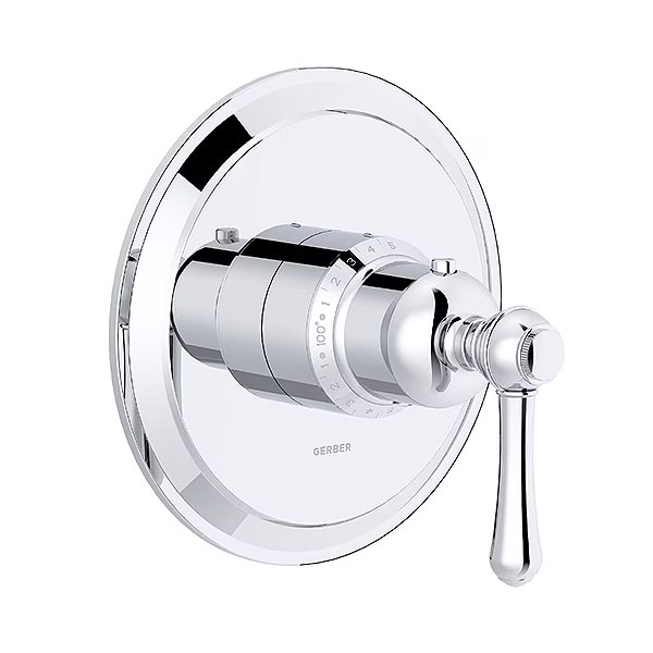Chrome single handle thermostatic shower valve