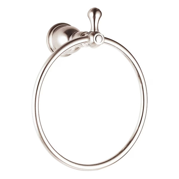 Towel ring in brushed nickel finish