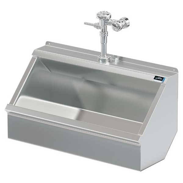 Stainless steel trough style urinals by Griffin