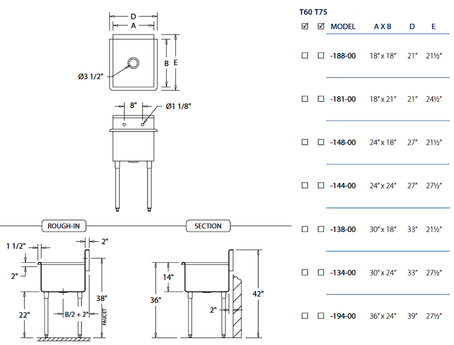 Griffin Stainless Steel Commercial Square Corner Sinks Griffin Single Bowl Stainless Steel Commercial Sink View Detailed Dimensions