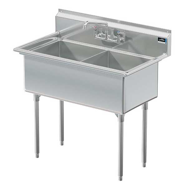 American Made Heavy Duty 14 Gauge Two Bowl Stainless Sinks