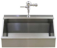 example of stainless steel trough urinal with integral flush pipe