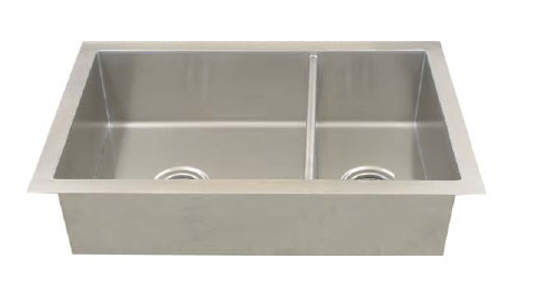 Double bowl square corner kitchen sink