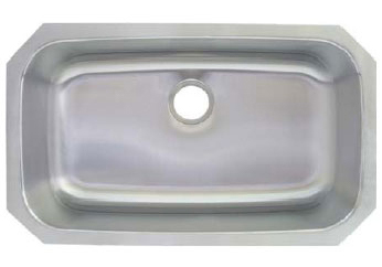 example of large single bowl curved corner kitchen sink