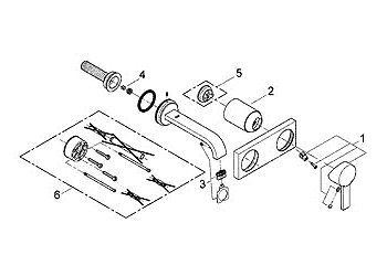 Grohe Allure 19.300 wall mounted vessel faucet diagram